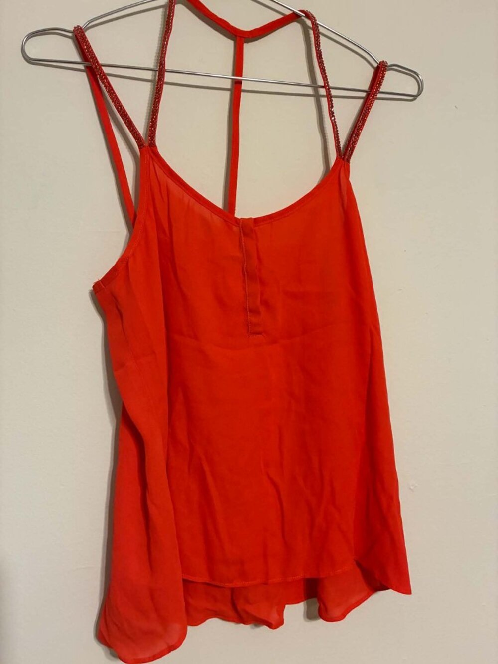 Blvd Style Orange Blouse with Sparkly Straps - New with Tags